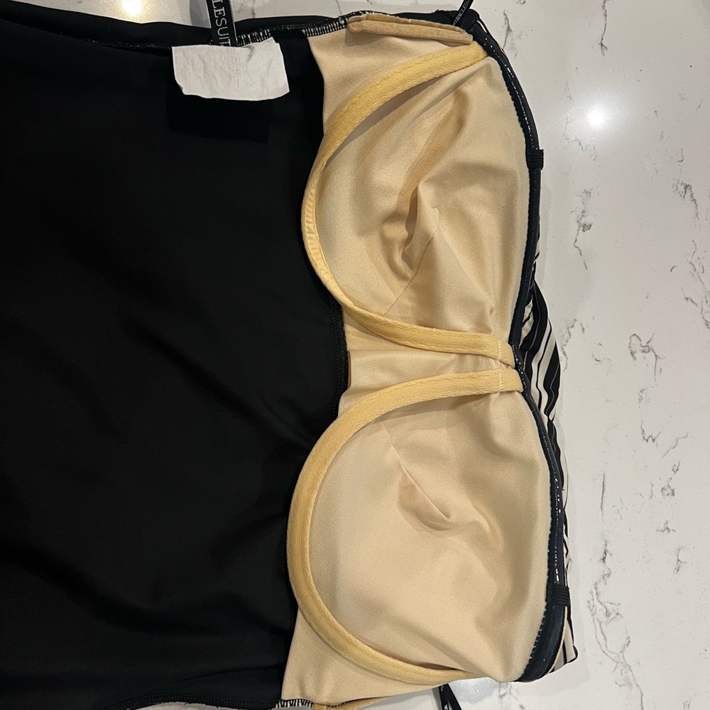 Miraclesuit Black and White Strapless One-Piece Swimsuit - Picture 6 of 14